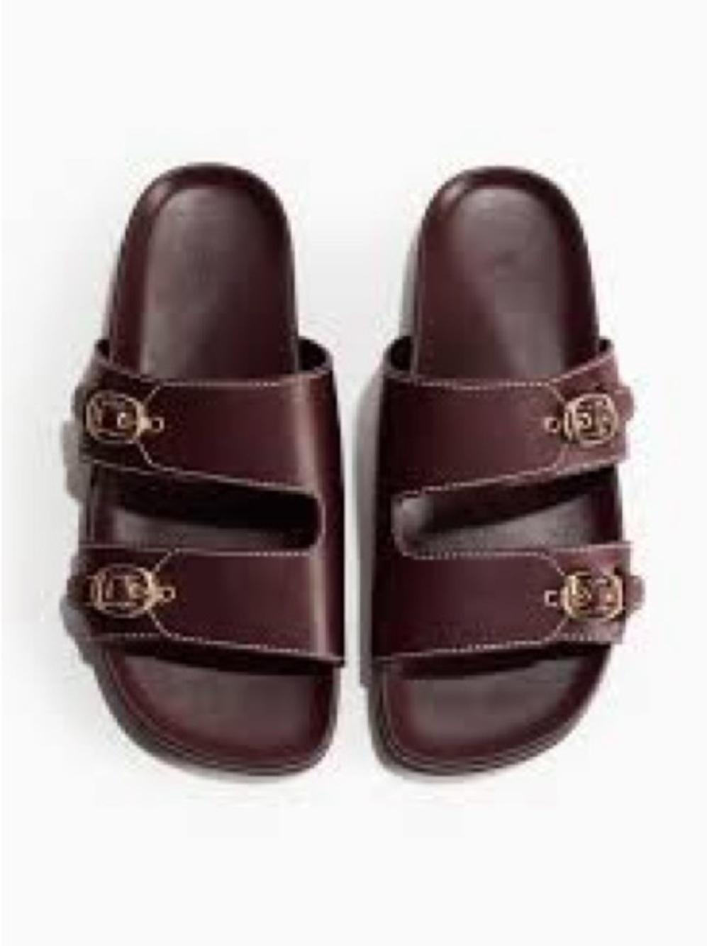 H&M Women’s Double-Strap Slide Sandals in Dark Brown